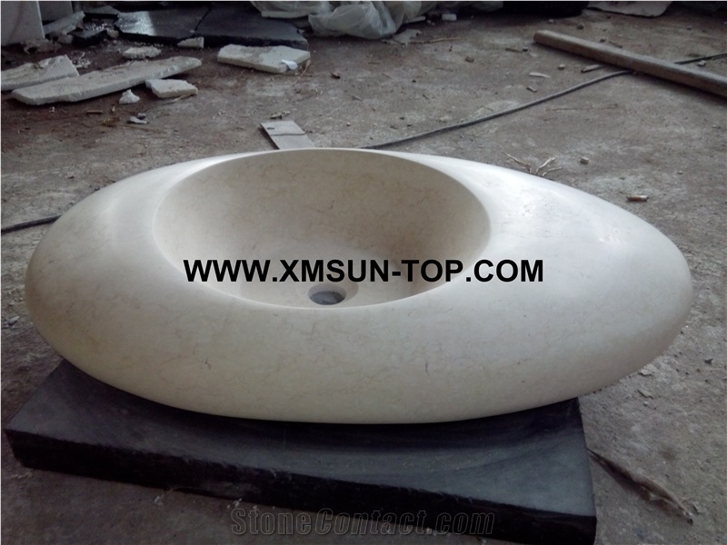 Beige Marble Sinks&Basins/Beige Marble Kitchen Sinks&Basins/Beige Marble Bathroom Sinks&Basins/Marble Wash Basins/Marble Oval Basins/Sinks for Hotel&Home&Restaurant
