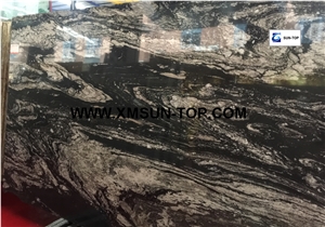 Black Wave Quartzite Slab&Tiles/Black Quartzite Flooring/Quartzite Wall Covering/Quartzite for Floor Covering&Wall Cladding/Interior Decoration/Luxury and Nice Book Matching Effect