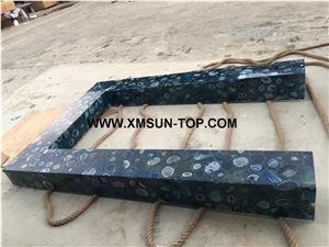 Blue Agate Semi-Precious Stone Kitchen Counter Top/Blue Semi- Precious Stone Kitchen Worktop/Kitchen Tops/Kitchen Bar Tops/Kitchen Desk Tops/Custom Countertop/Semi Precious Kitchen Countertop