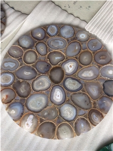 Brazil Agate Semi-Precious Coffee Table/Gemstone Internal Decoration/Luxury Material Table Tops