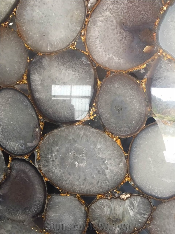 Brazil Agate Semi-Precious Coffee Table/Gemstone Internal Decoration/Luxury Material Table Tops