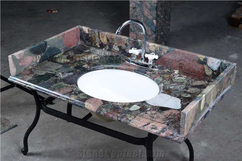 Chinese Colorful Granite Bathroom Counter Top/ Bath Design