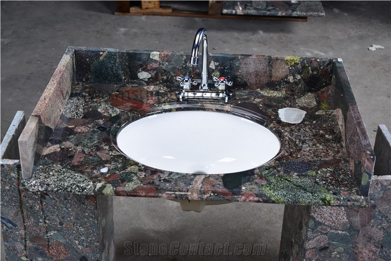 Chinese Colorful Granite Bathroom Counter Top/ Bath Design