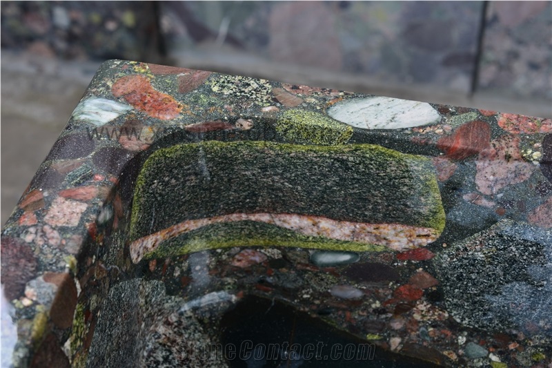 Chinese Colorful Granite Bathroom Counter Top/ Bath Design
