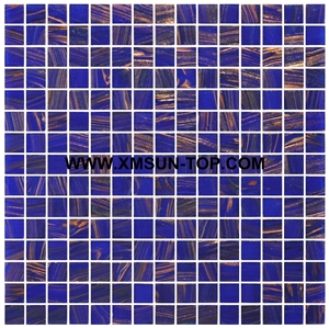 Dark Blue Glass Mosaic/Square Glass Mosaic/Mosaic Pattern/Floor Mosaic/Wall Mosaic/Polished Mosaic//Interior Decoration/Customized Mosaic Tile/Mosaic Tile for Bathroom&Kitchen&Hotel Decoration