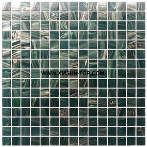 Green Glass Mosaic/Dark Green Square Glass Mosaic/Mosaic Pattern/Floor Mosaic/Wall Mosaic/Polished Mosaic//Interior Decoration/Customized Mosaic Tile/Mosaic Tile for Bathroom&Kitchen&Hotel Decoration