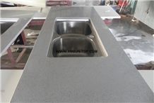 Grey Quartz Stone Kitchen Countertop with Stainless Steel Sink/Artificial Quartz Kitchen Counter Top/Engineered Stone Kitchen Countertops/Custom Counter Top/Manmade Stone Kitchen Worktops/Kitchen Tops Grey Quartz Stone Kitchen Countertop with Stainless Steel Sink/Artificial Quartz Kitchen Counter Top/Engineered Stone Kitchen Countertops/Custom Counter Top/Manmade Stone Kitchen Worktops/Kitchen Tops