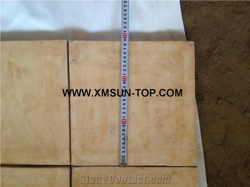 Handmade Terracotta Yellow Tiles/Ceramic Tile/Antique Tile/Square Shape Floor Tiles/Terracotta Pavers