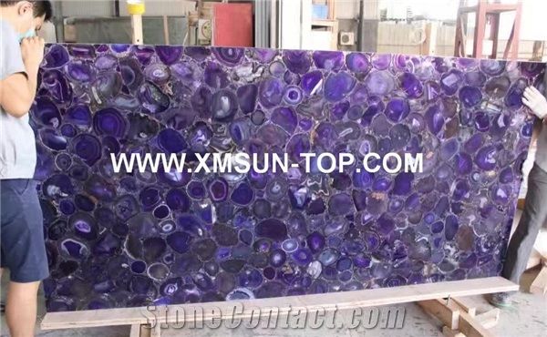 Purple Agate Semiprecious Stone Slabs&Tiles&Customized/Violet Gemstone for Wall Covering&Flooring/Lilac Semi Precious Stone Panels/Violet Precious Stone/Semi-Precious Stone for Hotel&Villa Decoration