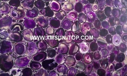 Purple Agate Semiprecious Stone Slabs&Tiles&Customized/Violet Gemstone for Wall Covering&Flooring/Lilac Semi Precious Stone Panels/Violet Precious Stone/Semi-Precious Stone for Hotel&Villa Decoration