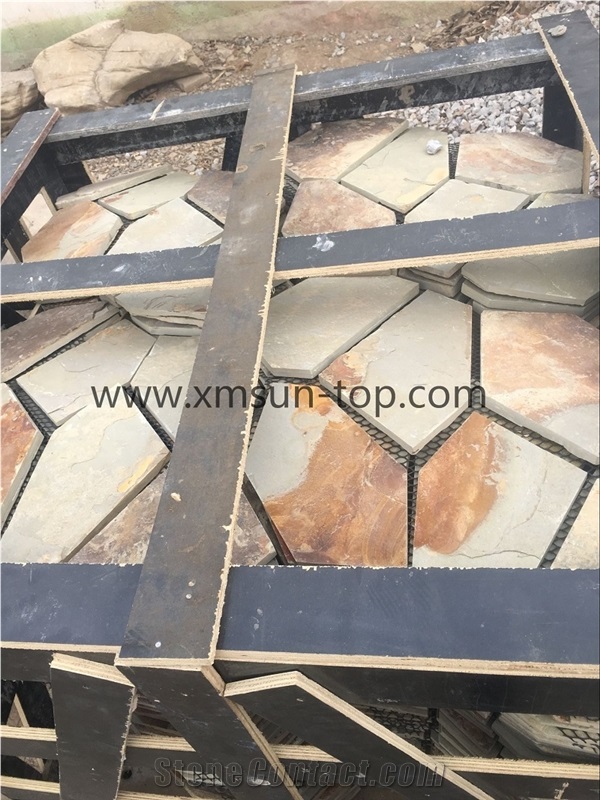 Rusty Slate Irregular Paving Random Flagstone for Walkway/Flagstone Wall Road/Garden Pavers