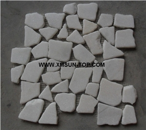 Snow White Quartzite Mosaic/Chipped Mosaic/Quartz Stone Mosaic/Wall Mosaic/Floor Mosaic/Interior Decoration/Customized Mosaic Tile/Mosaic Tile for Bathroom&Kitchen&Hotel Decoration