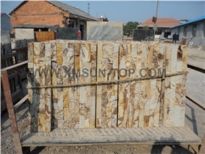 Wood Grain Sandstone Cultured Stone/Wooden Veins Ledge Stone/Sandstone Stacked Stone/Sandstone Stackstone/Sandstone Wall Panels/Sandstone Thin Stone Veneer/Exterior Decoration/Feature Wall Tiles