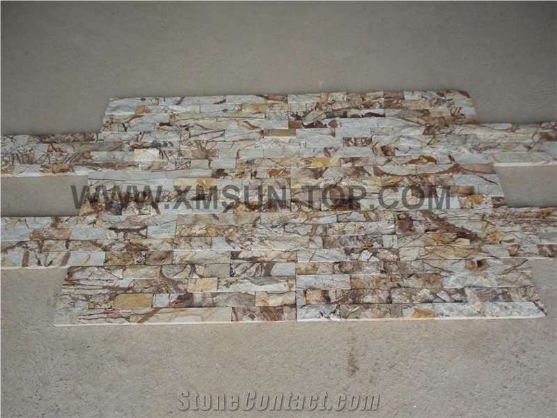 Wood Grain Sandstone Cultured Stone/Wooden Veins Ledge Stone/Sandstone Stacked Stone/Sandstone Stackstone/Sandstone Wall Panels/Sandstone Thin Stone Veneer/Exterior Decoration/Feature Wall Tiles