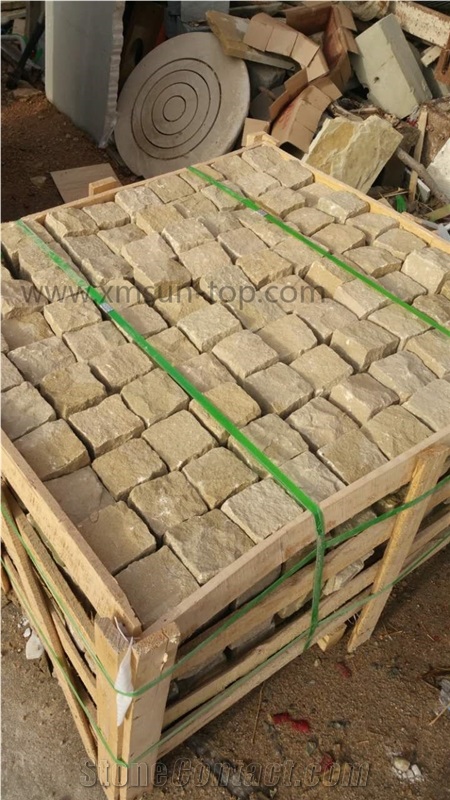 Yellow Sandstone Cubestone/Natural Split Cobblestone/Paving Stone