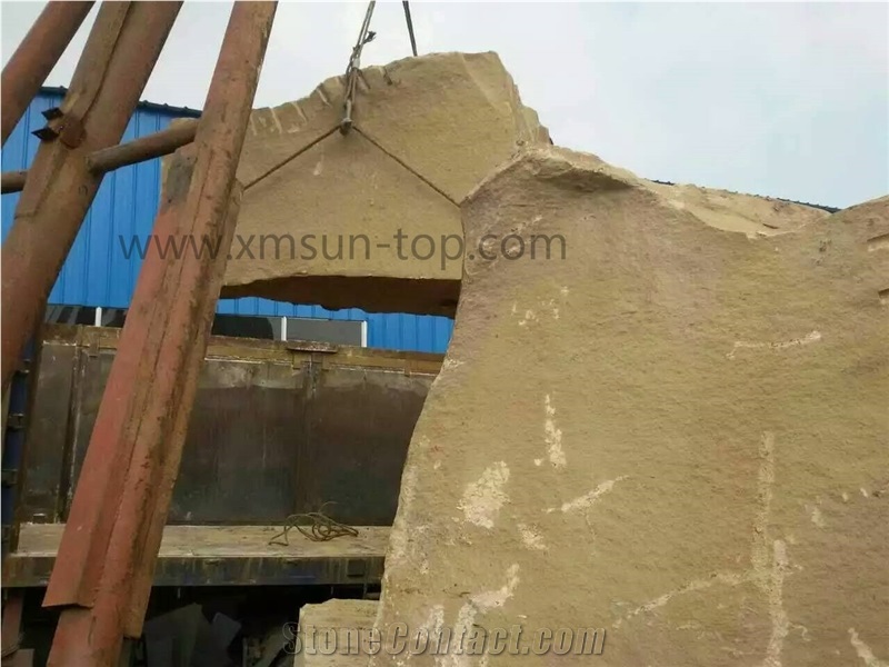 Yellow Sandstone Mushroom Stone/ Chinese Beige Wall Covering Cut to Size/Split Face Wall Cladding/Yellow Decorative Wall Panel Stone