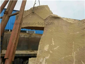Yellow Sandstone Mushroom Stone/ Chinese Beige Wall Covering Cut to Size/Split Face Wall Cladding/Yellow Decorative Wall Panel Stone