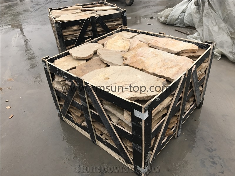 Yellow Slate Flagstone/Slate Flagstone Walkway Pavers/Random Flagstones Road Paving/Flagstone Wall Tile&Floor Tile/ Irregular Flagstones for Flooring&Wall Cladding/Landscaping Stone