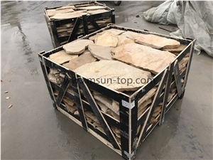Yellow Slate Flagstone/Slate Flagstone Walkway Pavers/Random Flagstones Road Paving/Flagstone Wall Tile&Floor Tile/ Irregular Flagstones for Flooring&Wall Cladding/Landscaping Stone