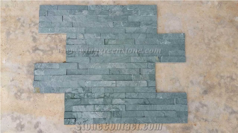 High Quality Green Slate Culture Stone/Stacked Stones/Veneer Stones Panel for Exterior Decoration and Wall Cladding, Winggreen Stone