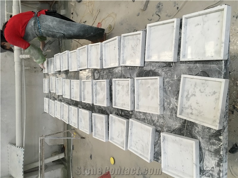 Nordic Style White Crarrara Marble Accessories , Holders, Trays, Plates, Decorations, Marble Bathroom Sets, Marble Crafts
