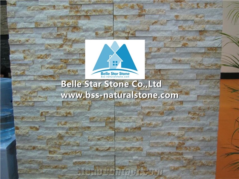 Beach Gold Marble Stacked Stone,White Gold Marble Ledgestone,Natural Stone Cladding,Real Stone Thin Veneer,Gold Vein Culture Stone,Marble Stone Wall Panel