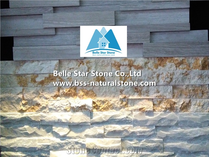 Beach Gold Marble Stacked Stone,White Gold Marble Ledgestone,Natural Stone Cladding,Real Stone Thin Veneer,Gold Vein Culture Stone,Marble Stone Wall Panel