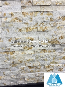 Beach Gold Marble Stacked Stone,White Gold Marble Ledgestone,Natural Stone Cladding,Real Stone Thin Veneer,Gold Vein Culture Stone,Marble Stone Wall Panel