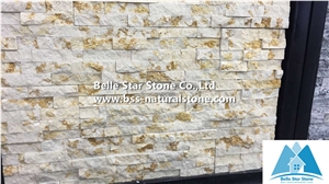 Beach Gold Marble Stacked Stone,White Gold Marble Ledgestone,Natural Stone Cladding,Real Stone Thin Veneer,Gold Vein Culture Stone,Marble Stone Wall Panel