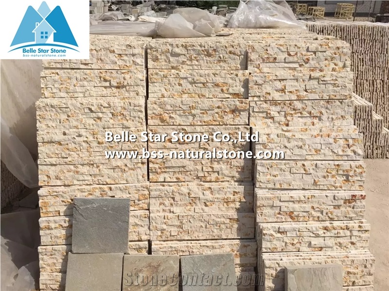 Beach Gold Marble Stacked Stone,White Gold Marble Ledgestone,Natural Stone Cladding,Real Stone Thin Veneer,Gold Vein Culture Stone,Marble Stone Wall Panel