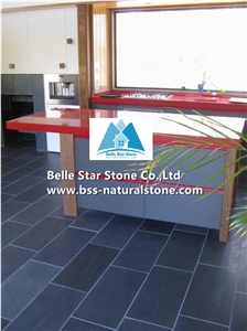 Black Honed Face Slate Floor Tiles,Charcoal Grey Honed Slate Wall Tiles,Carbon Black Honed Slate Slabs,Honed Slate Counter Top,Black Smooth Finish Slate Indoor Floor Patio,Natural Stone Pavers