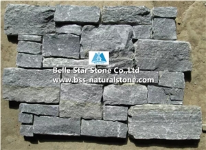 Black Quartzite Ledgestone with Cement Back,Quartzite Z Clad Stone Cladding,Natural Culture Stone,Ledger Panels,Cemented Stacked Stone,Quartzite Stone Veneer,Black Wall Cladding with Concrete Back