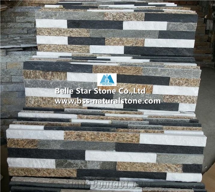 Black Quartzite White Quartzite Grey Slate Tiger Skin Yellow Slate Culture Stone,Natural Stacked Stone,Stone Wall Panel,Multicolor Ledgestone,Z Clad Stone Cladding,Real Stone Veneer,Fireplace Wall