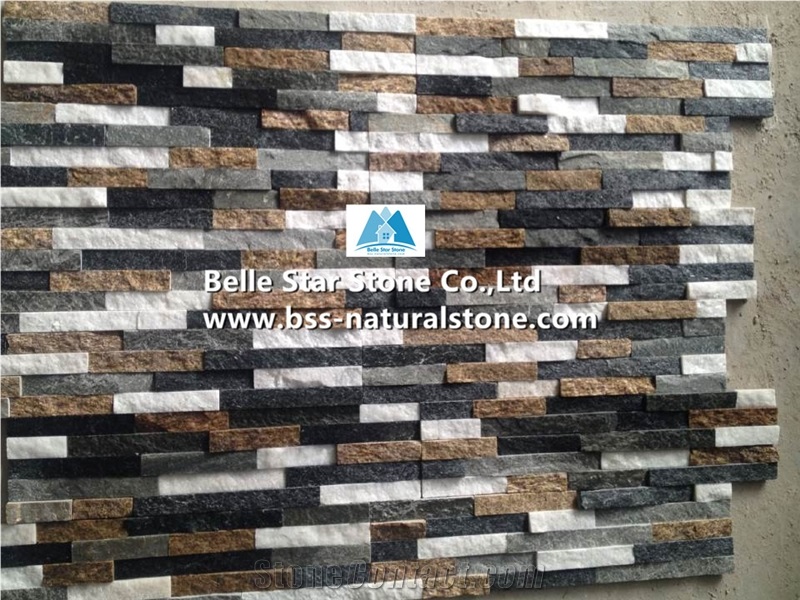 Black Quartzite White Quartzite Grey Slate Tiger Skin Yellow Slate Culture Stone,Natural Stacked Stone,Stone Wall Panel,Multicolor Ledgestone,Z Clad Stone Cladding,Real Stone Veneer,Fireplace Wall