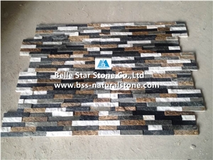 Black Quartzite White Quartzite Grey Slate Tiger Skin Yellow Slate Culture Stone,Natural Stacked Stone,Stone Wall Panel,Multicolor Ledgestone,Z Clad Stone Cladding,Real Stone Veneer,Fireplace Wall