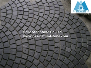 Black Riven Slate Fan Pattern Meshed Flagstone,Charcoal Grey Split Face Slate Flagstone Walkway,Slate Flagstone Driveway,Natural Flagstone Patio,Black Flagstone Pavers