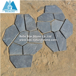 Black Riven Slate Meshed Flagstone,Split Face Slate Flagstone Patio,Charcoal Grey Slate Flagstone Walkway Pavers,Slate Courtyard Flagstone,Natural Flagstone Wall,Black Flagstone Wall