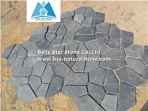 Black Riven Slate Meshed Flagstone,Split Face Slate Flagstone Patio,Charcoal Grey Slate Flagstone Walkway Pavers,Slate Courtyard Flagstone,Natural Flagstone Wall,Black Flagstone Wall