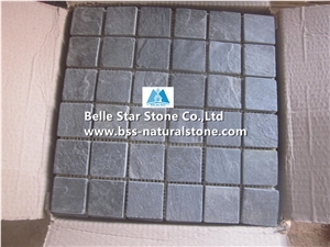 Black Riven Slate Mosaic,Charcoal Grey Split Face Slate Wall Mosaic,Carbon Black Slate Floor Mosaic,Black Slate Mosaic Pattern,Natural Stone Mosaic,Black Slate Mosaic Tiles,Split Face Mosaic