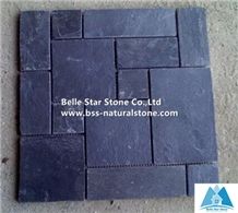 Black Riven Slate Mosaic,Charcoal Grey Split Face Slate Wall Mosaic,Carbon Black Slate Floor Mosaic,Dark Grey Mosaic Pattern,Black Brick Mosaic,Natural Stone Mosaic,Slate Mosaic Tiles,Interior Mosaic