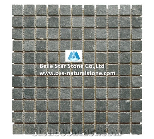 Black Riven Slate Mosaic,Slate Stone Wall Mosaic,Charcoal Split Face Slate Mosaic Pattern,Carbon Black Slate Floor Mosaic,Natural Stone Mosaic Tiles,Interior Wall Tile Mosaic,Black Mosaic Wall Stone