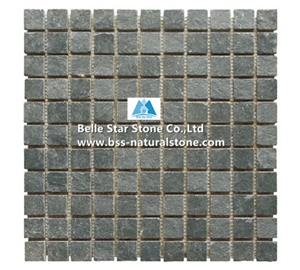 Black Riven Slate Mosaic,Slate Stone Wall Mosaic,Charcoal Split Face Slate Mosaic Pattern,Carbon Black Slate Floor Mosaic,Natural Stone Mosaic Tiles,Interior Wall Tile Mosaic,Black Mosaic Wall Stone
