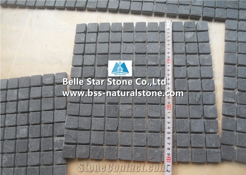 Black Riven Slate Mosaic,Slate Stone Wall Mosaic,Charcoal Split Face Slate Mosaic Pattern,Carbon Black Slate Floor Mosaic,Natural Stone Mosaic Tiles,Interior Wall Tile Mosaic,Black Mosaic Wall Stone