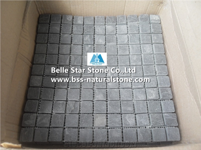 Black Riven Slate Mosaic,Slate Stone Wall Mosaic,Charcoal Split Face Slate Mosaic Pattern,Carbon Black Slate Floor Mosaic,Natural Stone Mosaic Tiles,Interior Wall Tile Mosaic,Black Mosaic Wall Stone