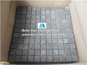 Black Riven Slate Mosaic,Slate Stone Wall Mosaic,Charcoal Split Face Slate Mosaic Pattern,Carbon Black Slate Floor Mosaic,Natural Stone Mosaic Tiles,Interior Wall Tile Mosaic,Black Mosaic Wall Stone