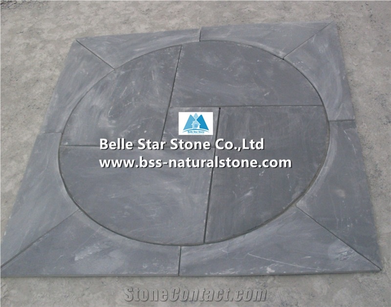 Black Riven Slate Patio Pavers,Charcoal Grey Split Face Slate Paving Sets,Carbon Black Slate Walkway Pavers,Black Slate Medallion,Slate Courtyard Stone Pavers,Garden Stone Pavement,Landscaping Floor