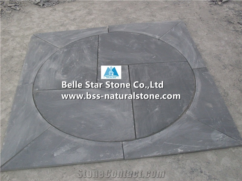 Black Riven Slate Patio Pavers,Charcoal Grey Split Face Slate Paving Sets,Carbon Black Slate Walkway Pavers,Black Slate Medallion,Slate Courtyard Stone Pavers,Garden Stone Pavement,Landscaping Floor
