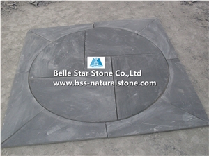 Black Riven Slate Patio Pavers,Charcoal Grey Split Face Slate Paving Sets,Carbon Black Slate Walkway Pavers,Black Slate Medallion,Slate Courtyard Stone Pavers,Garden Stone Pavement,Landscaping Floor