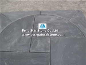 Black Riven Slate Patio Pavers,Charcoal Grey Split Face Slate Paving Sets,Carbon Black Slate Walkway Pavers,Black Slate Medallion,Slate Courtyard Stone Pavers,Garden Stone Pavement,Landscaping Floor