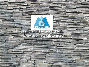 Black Split Face Slate Cemented Ledgestone,Charcoal Grey Slate Mini Stacked Stone,Carbon Black Slate Cemented Z Stone Cladding,Natural Mini Stone Veneer,Landscaping Wall Culture Stone,Ledger Panels